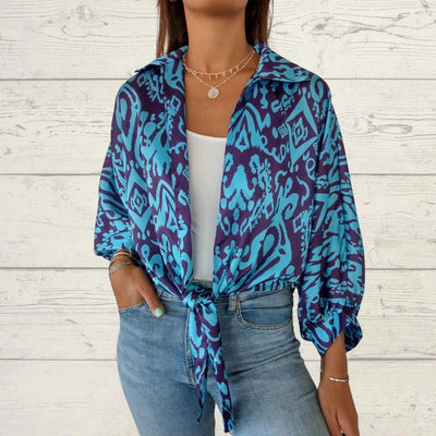 Knotted Lapel Cardigan Shirt Jacket Stylish Casual Outerwear