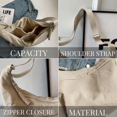 Women's Nylon Crossbody Bag Plain Color Fashion Hobo Style Tote