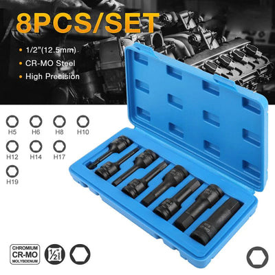 1/2 Inch Pneumatic Wrench Hex Bits Set For Durable Performance