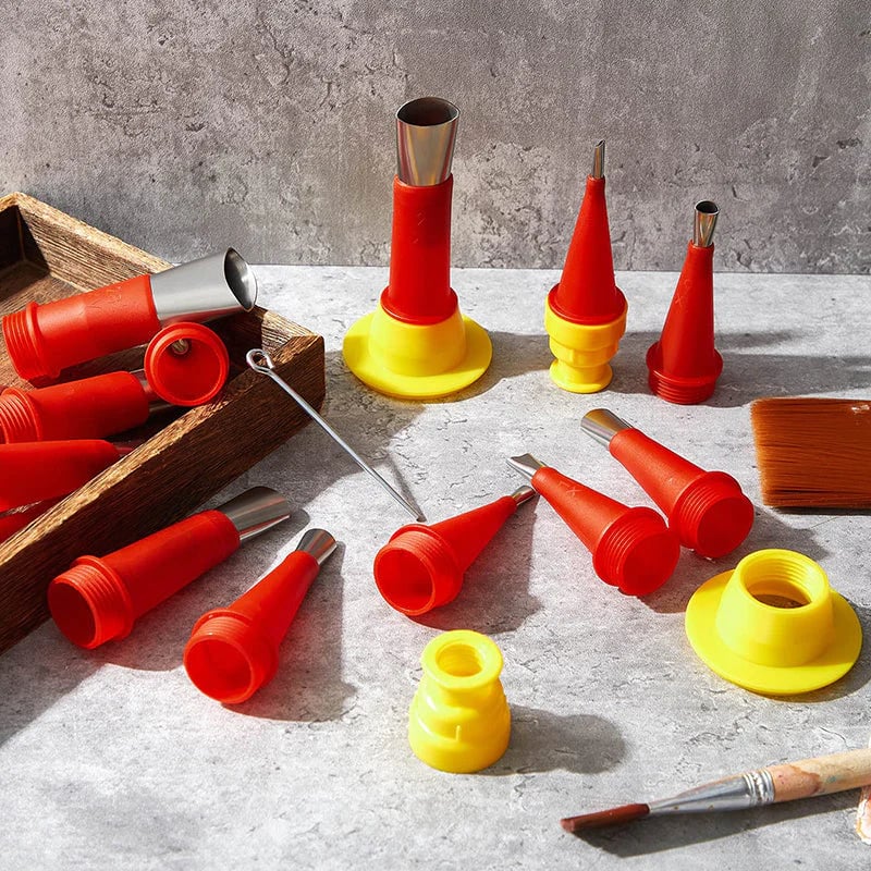 Universal Integrated Caulking Nozzle Tool Kit With Rubber Tips