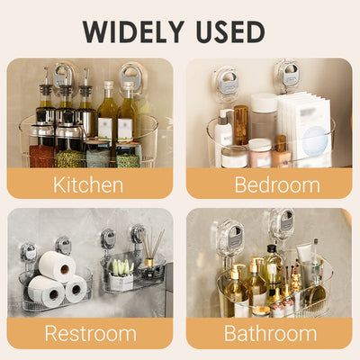 Suction Cup Storage Rack With Drain Hole For Bathroom Kitchen