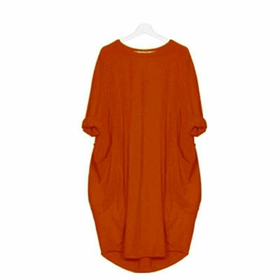 Long Sleeve Casual Loose Pocket Dress Comfortable Everyday Wear