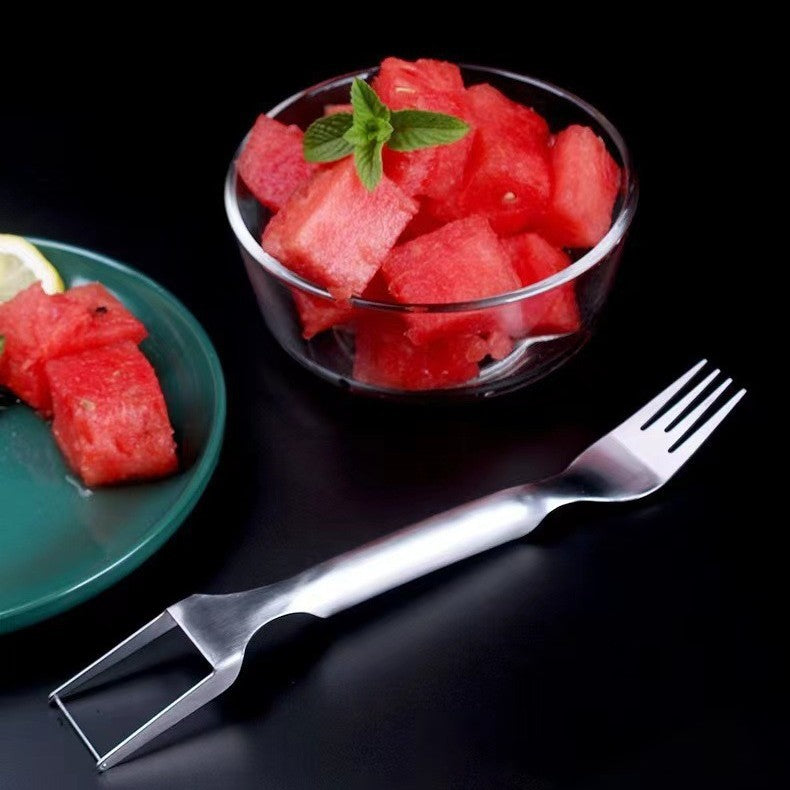2 In 1 Watermelon Slicer Cutter Stainless Steel Fruit Fork Divider