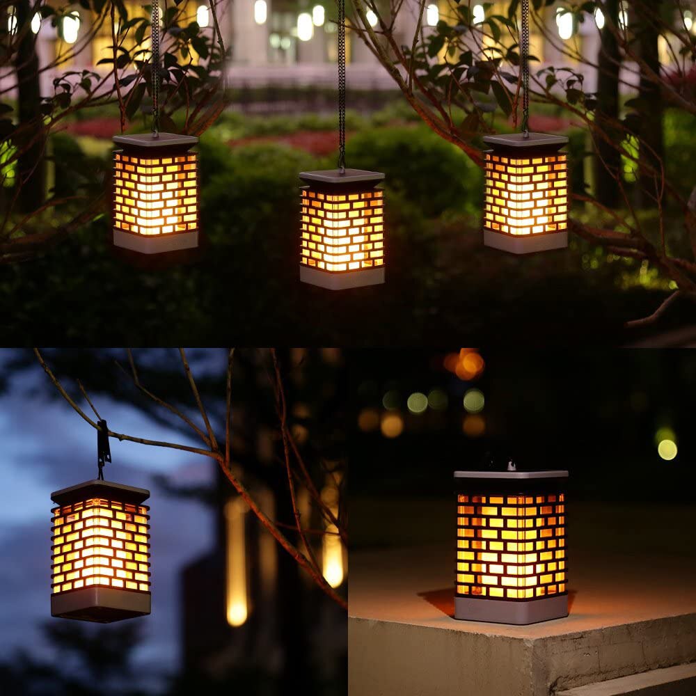 LED Solar Flickering Flame Lantern Outdoor Garden Light Solar Powered