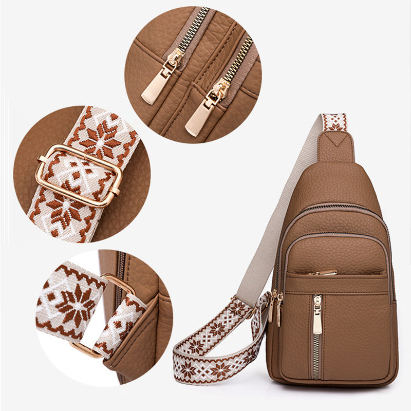 Women's Vintage PU Leather Chest Bag Stylish And Durable Design