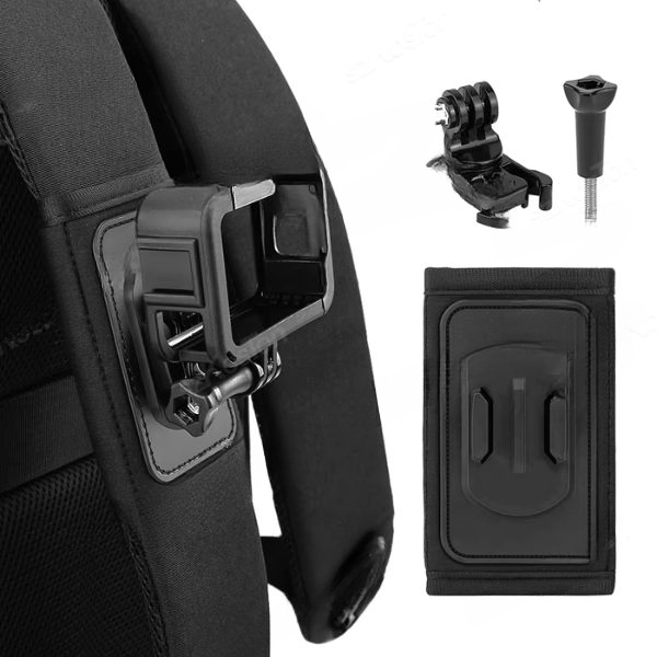 Backpack Strap Mount Adjustable 360 Degree Rotating Action Camera Holder