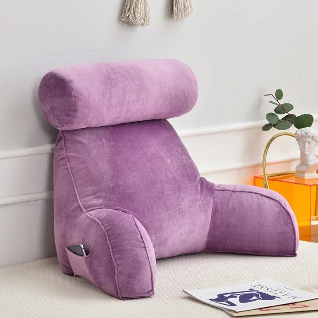 Backrest Pillow With Arms Adjustable Headrest Neck Support Cushion