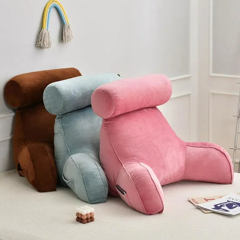 Backrest Pillow With Arms Adjustable Headrest Neck Support Cushion