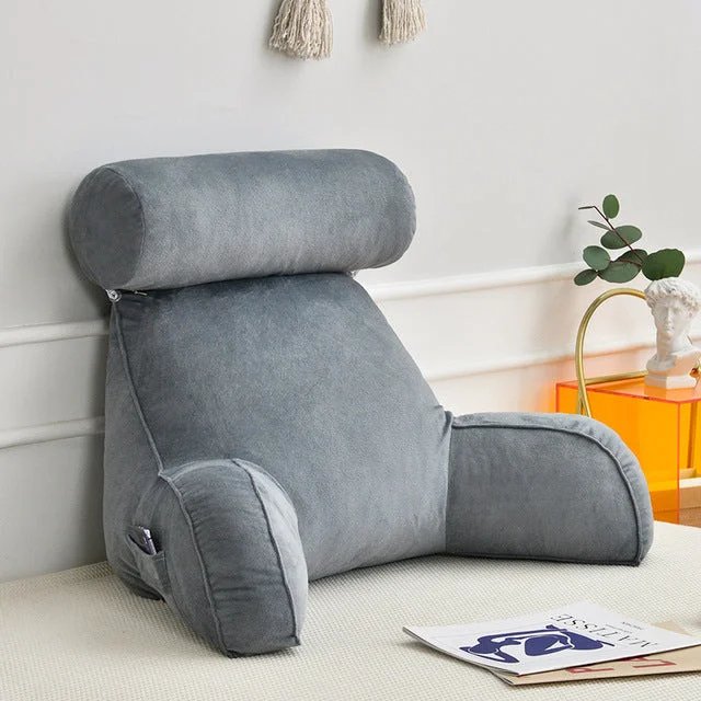 Backrest Pillow With Arms Adjustable Headrest Neck Support Cushion