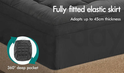 Bamboo Mattress Topper Charcoal Infused Soft Cooling Comfort Layer