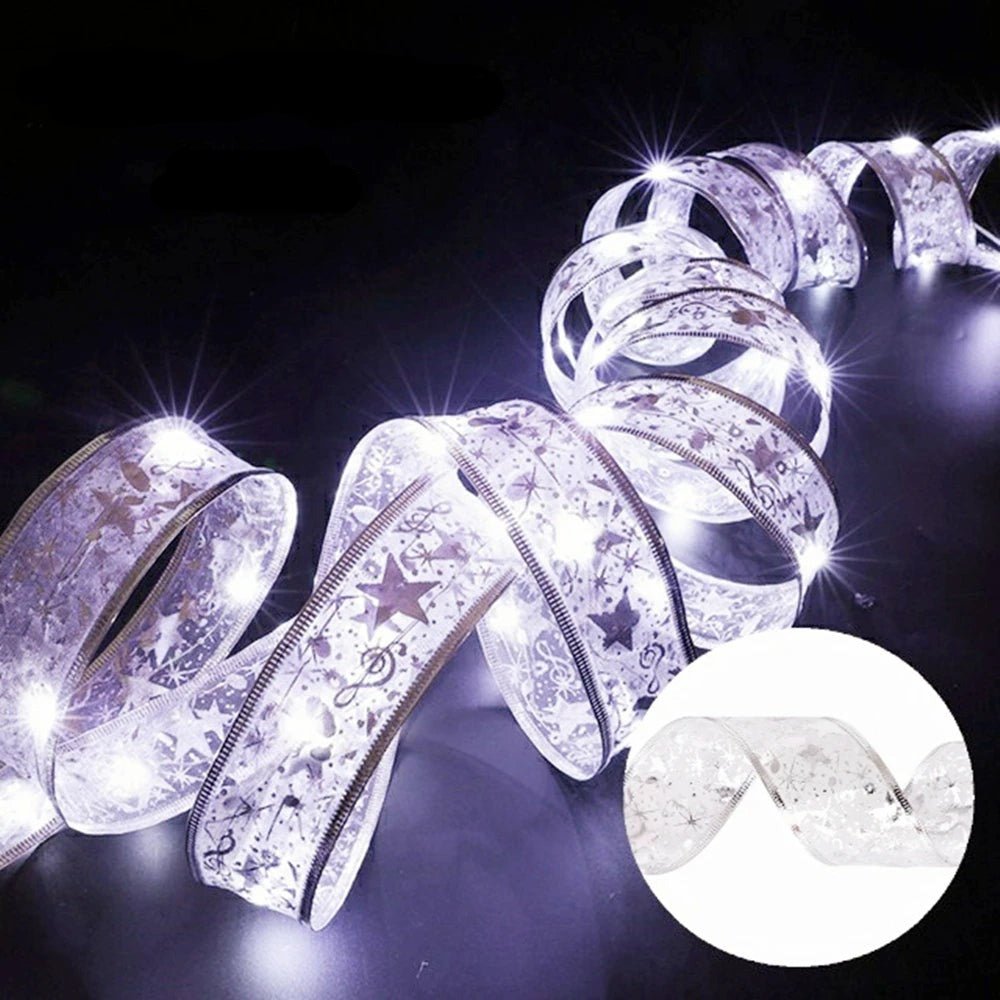 Battery-Operated Christmas Ribbon Light LED Fairy Lights For Tree Ornaments