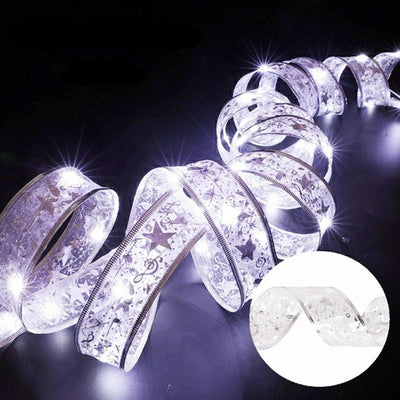 Battery-Operated Christmas Ribbon Light LED Fairy Lights For Tree Ornaments