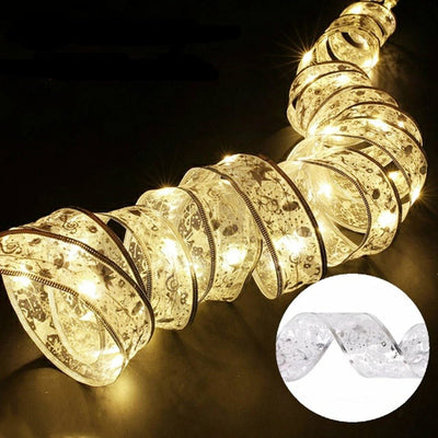 Battery-Operated Christmas Ribbon Light LED Fairy Lights For Tree Ornaments