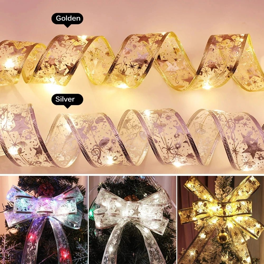 Battery-Operated Christmas Ribbon Light LED Fairy Lights For Tree Ornaments