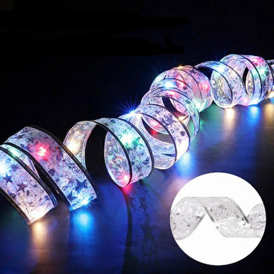 Battery-Operated Christmas Ribbon Light LED Fairy Lights For Tree Ornaments