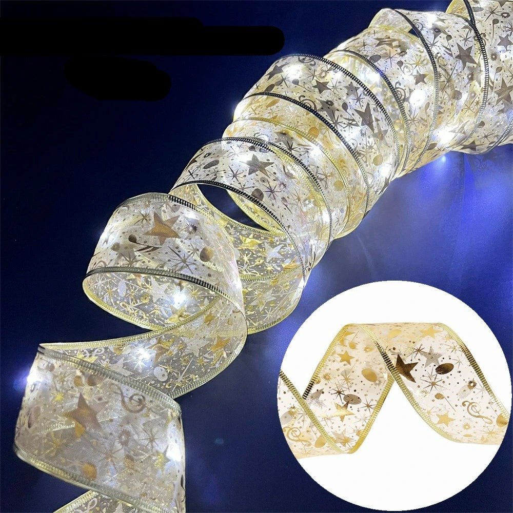 Battery-Operated Christmas Ribbon Light LED Fairy Lights For Tree Ornaments