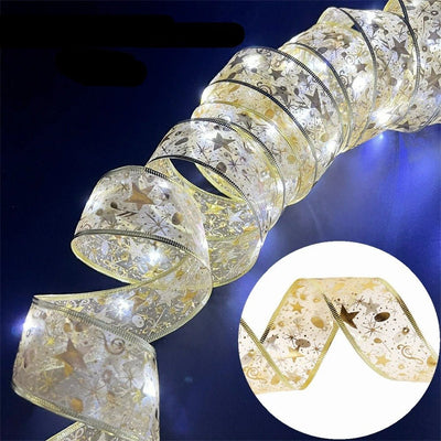 Battery-Operated Christmas Ribbon Light LED Fairy Lights For Tree Ornaments