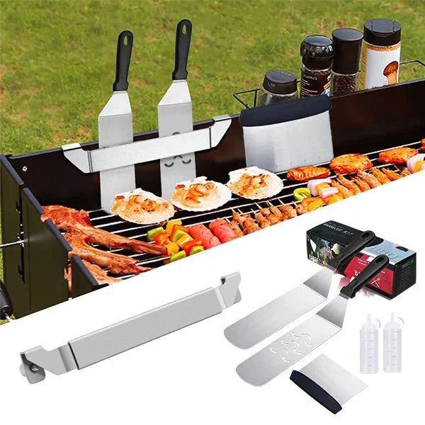 BBQ Spatula And Holder Set For Griddle Camping Outdoor Cooking