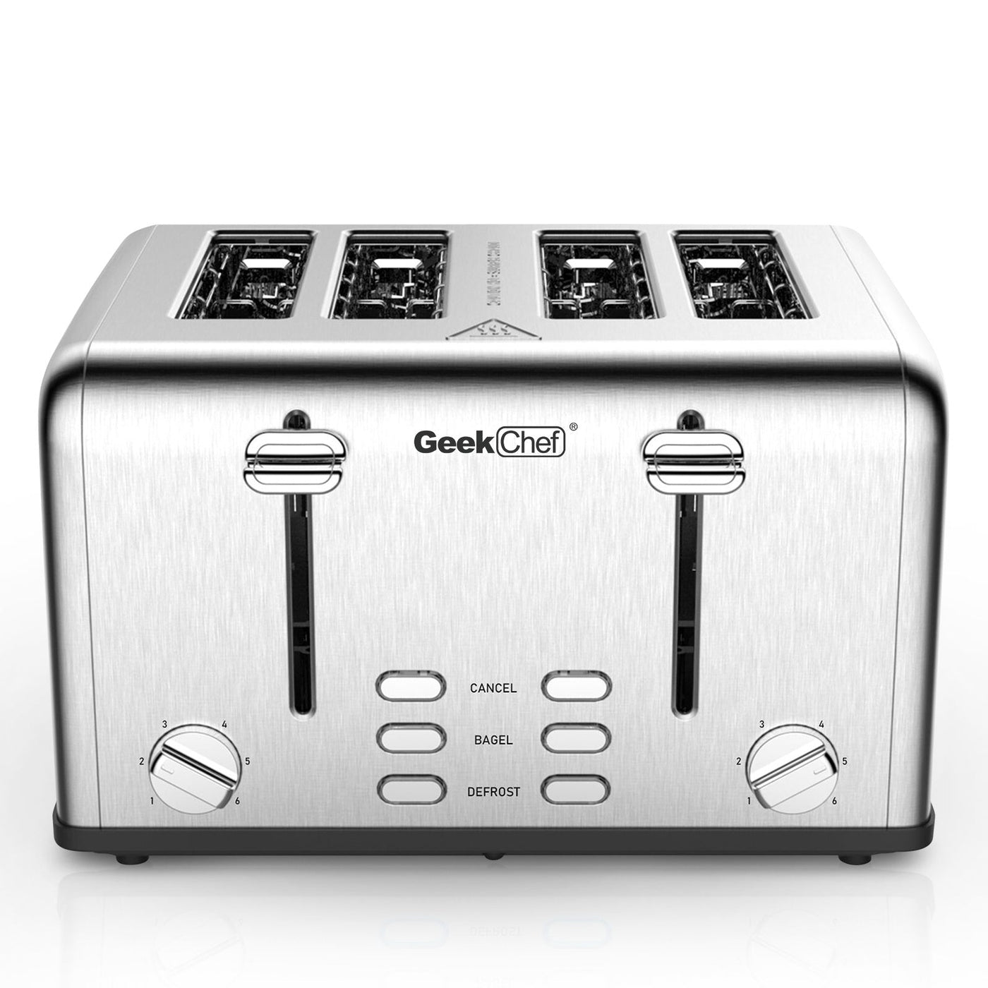 Geek Chef 4 Slice Stainless Steel Toaster Extra-Wide Slots Dual Controls