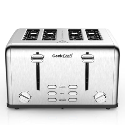 Geek Chef 4 Slice Stainless Steel Toaster Extra-Wide Slots Dual Controls