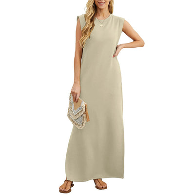 Women Loose Split Hem Long Dress Wrinkle-Free Comfortable Style