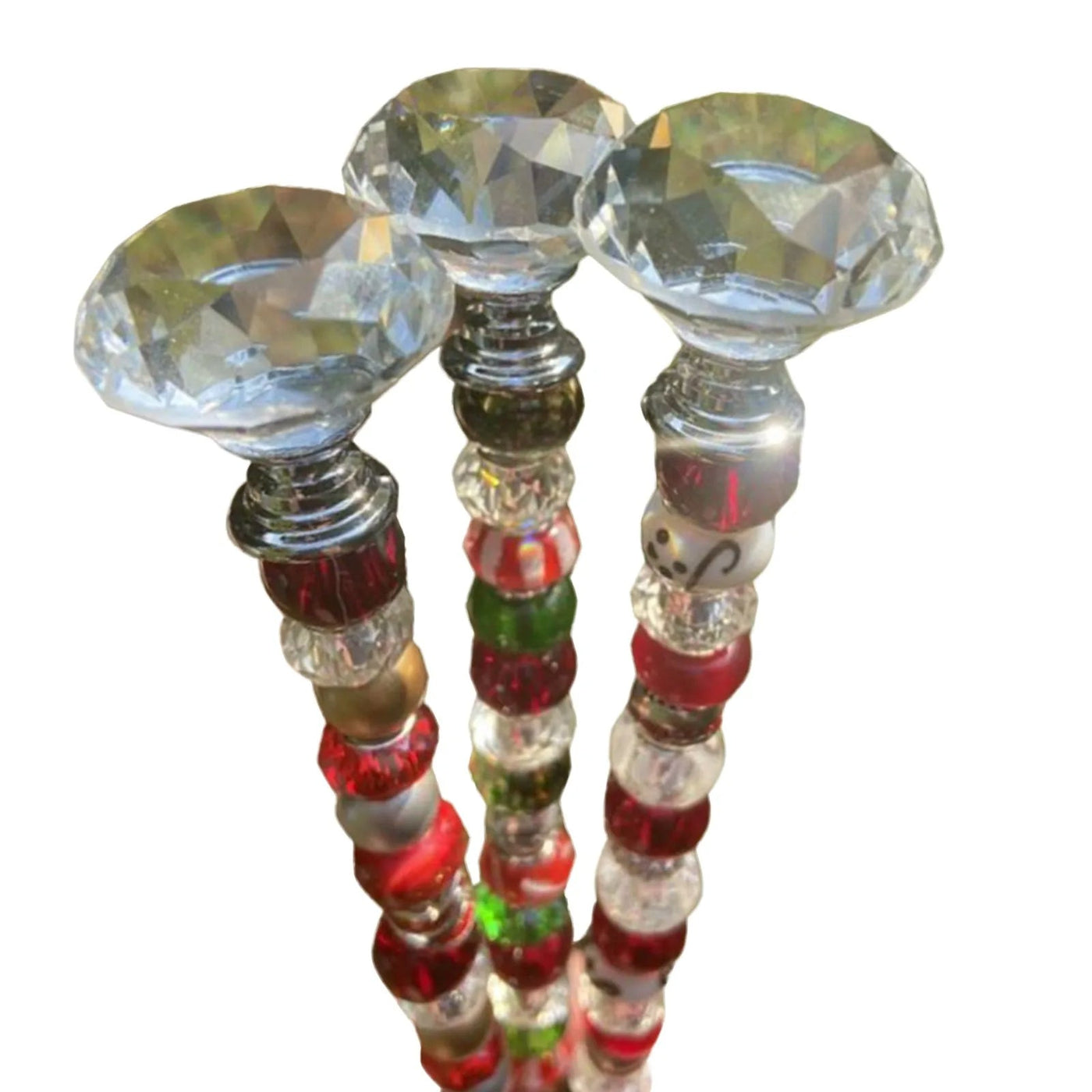 Beaded Christmas Garden Tree Stakes Decorative Outdoor Holiday Accents