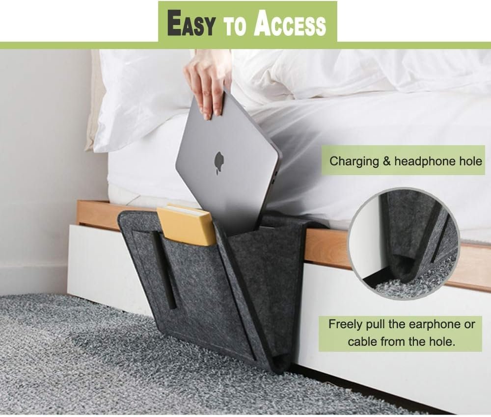 Bedside Storage Organizer Felt Hanging Bag For Bedroom Essentials