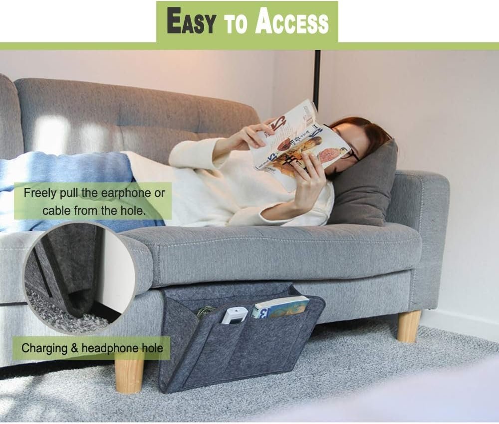 Bedside Storage Organizer Felt Hanging Bag For Bedroom Essentials