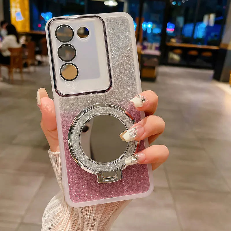 Vivo V29E Shockproof Mirror Case Glittery Stylish Holder Protection