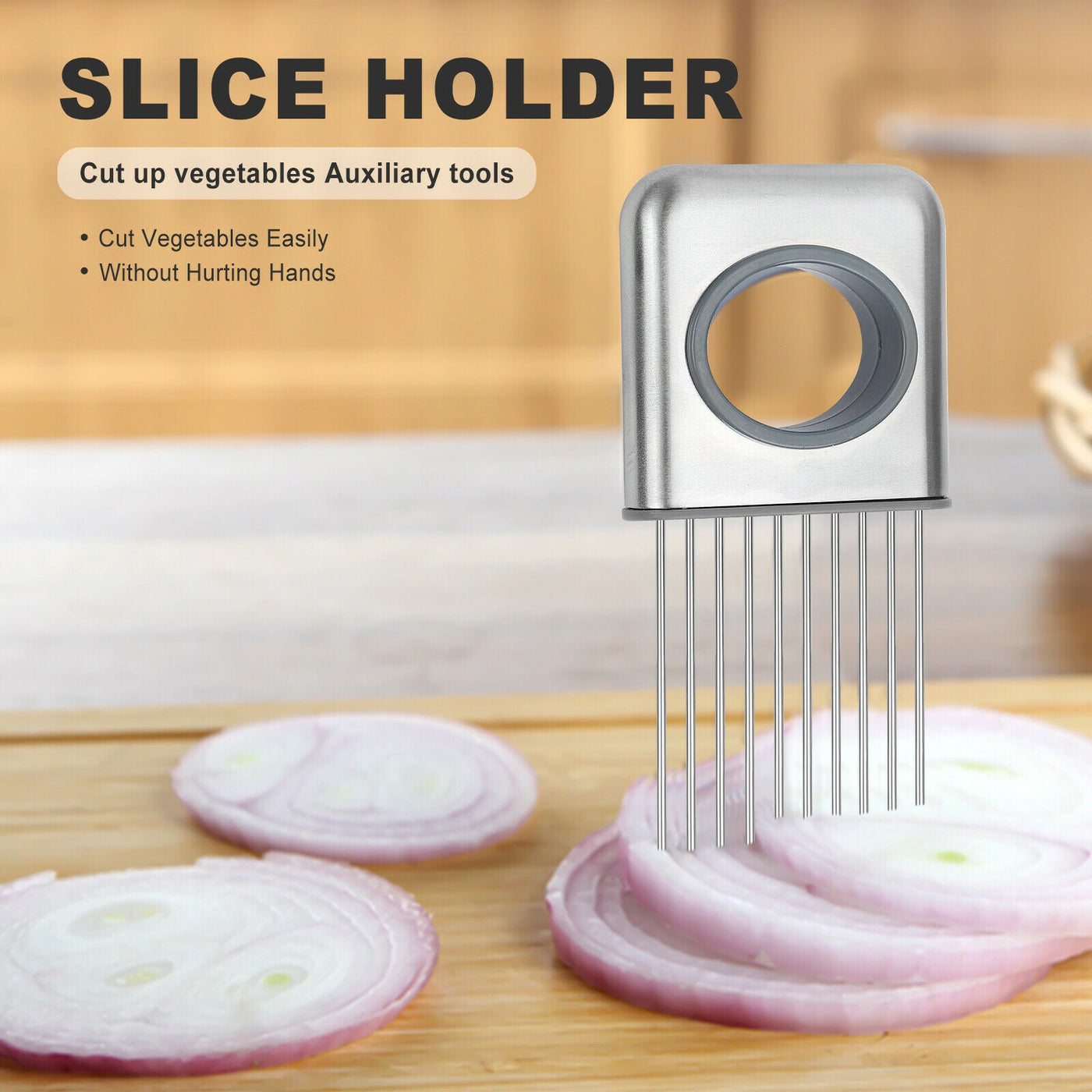 Onion Holder Slicer Stainless Steel Vegetable Tomato Cutting Tool