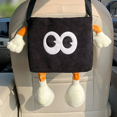 Hanging Car Backseat Storage Holder With Trash Can And Tissue Box