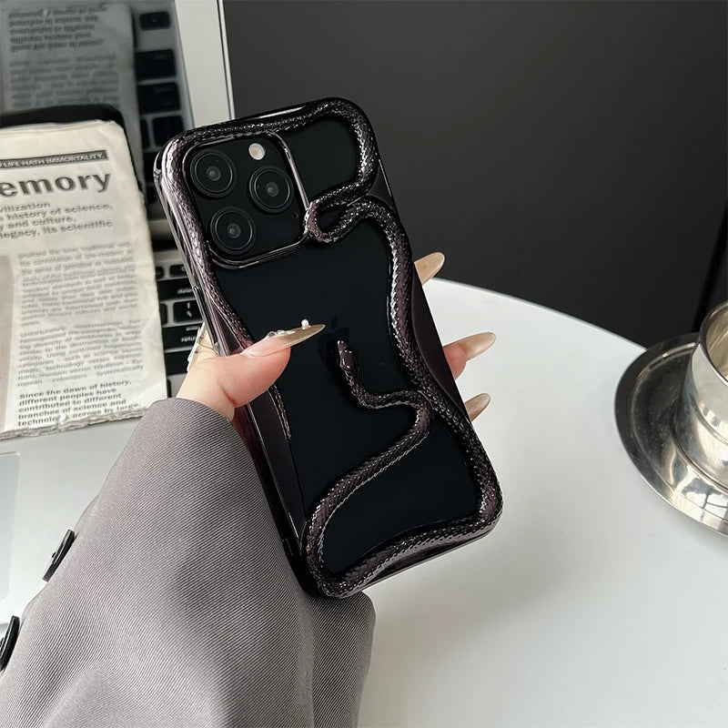 IPhone Electroplated Phone Case Soft TPU Shockproof Cover Snake Design