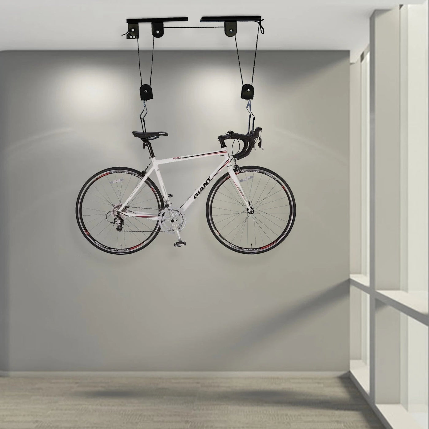 Ceiling-Mounted Bike Hoist Heavy Duty Pulley System For Garage Storage
