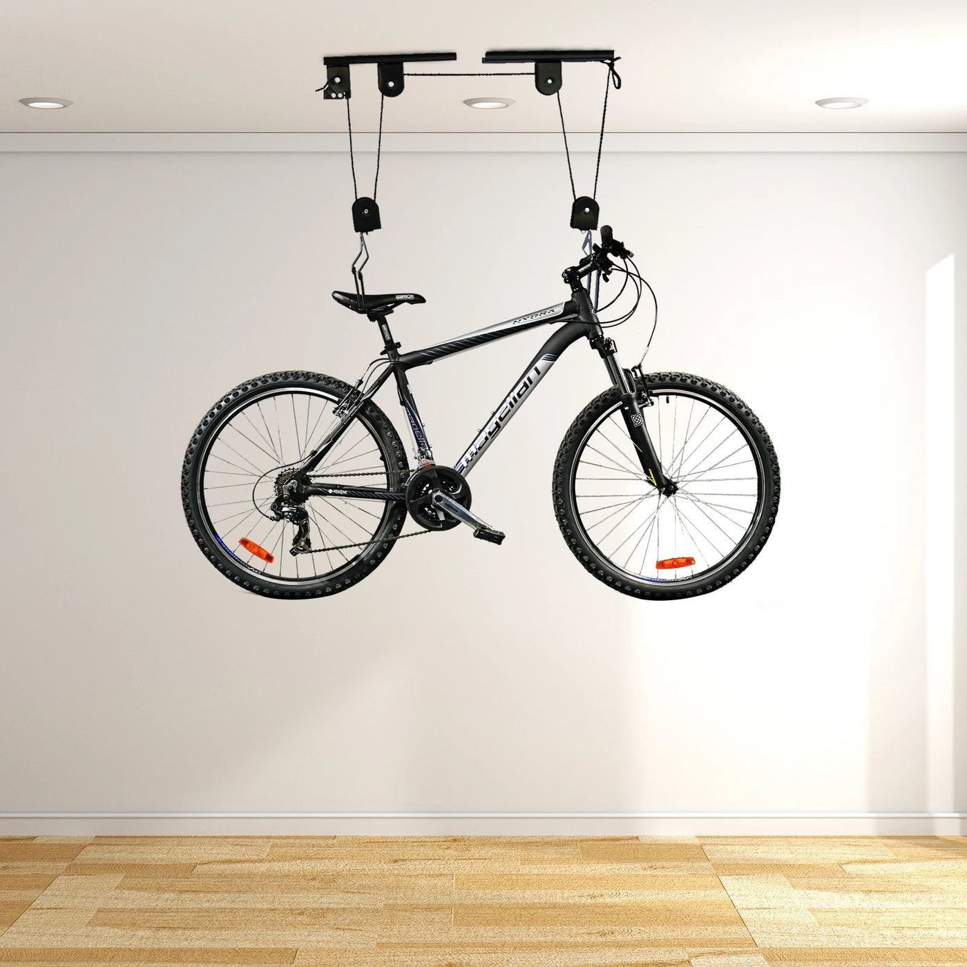 Ceiling-Mounted Bike Hoist Heavy Duty Pulley System For Garage Storage