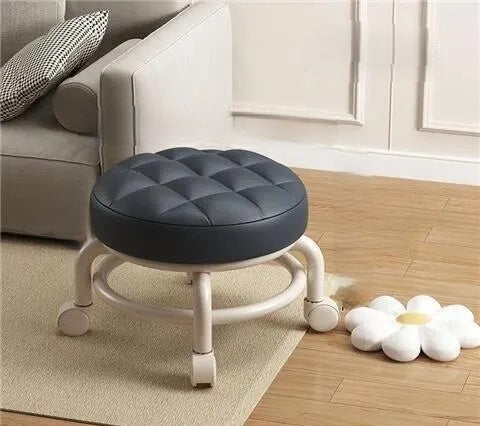Rolling Low Stool With Wheels For Easy Shoe Changing And Tasks