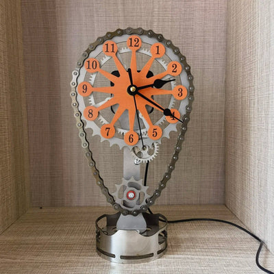 Timing Chain Clock Metal Edition With Rotating Gear Design