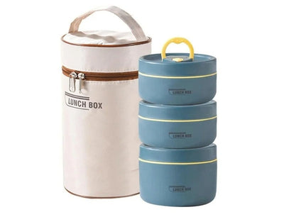 Stackable 4-Tier Bento Lunch Box Stainless Steel With Cutlery Set