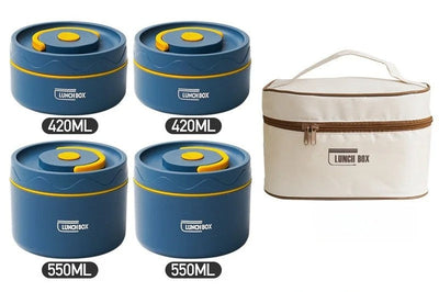 Stackable 4-Tier Bento Lunch Box Stainless Steel With Cutlery Set