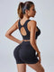 Acid Wash Workout Set For Women High Waist Shorts And Crop Top
