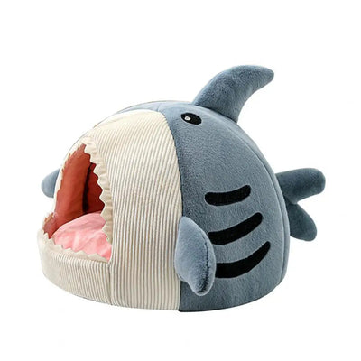 Shark-Shaped Cat Bed Cozy Semi Closed Nest For Pet Comfort