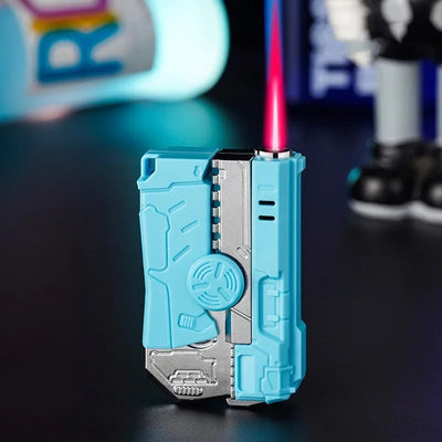 Deformable Fingertip Gyro Decompression Lighter Foldable Windproof Red Flame