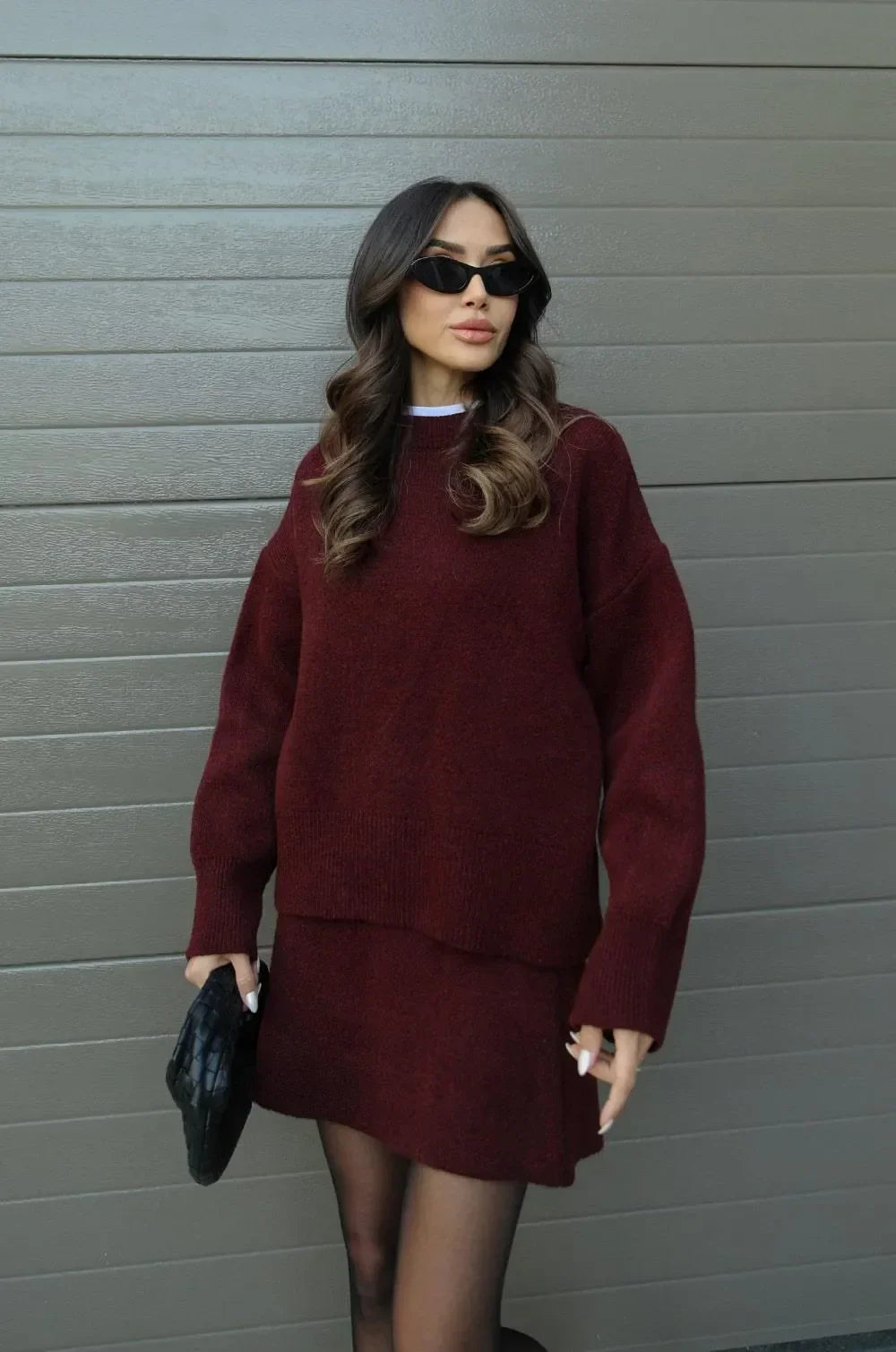 Knitted Woolen Dress Set Cozy Warm Stylish Winter Outfit