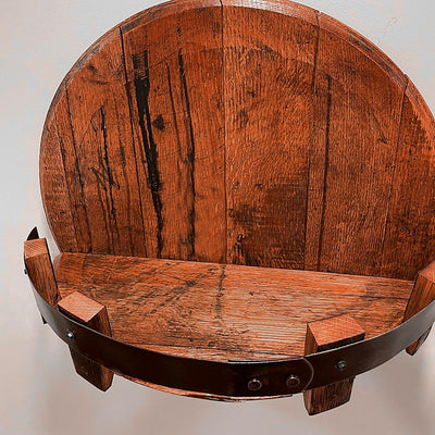 Bourbon Whiskey Barrel Shelf Rustic Wooden Wall Decor Bar Accessory