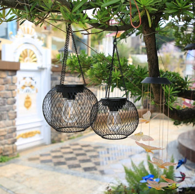 Solar Outdoor Lights Hanging Lantern Waterproof Garden Decor