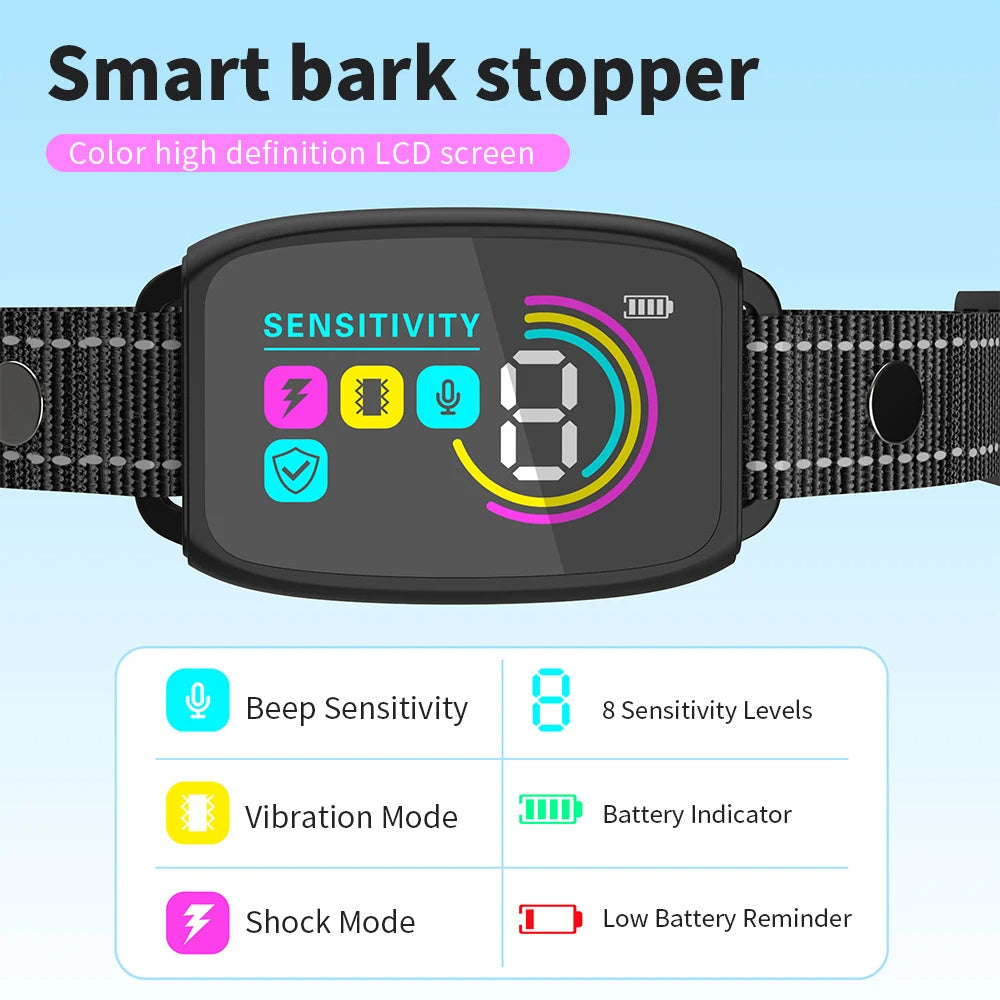 Anti Barking Dog Collar Rechargeable Waterproof Digital Display Collar