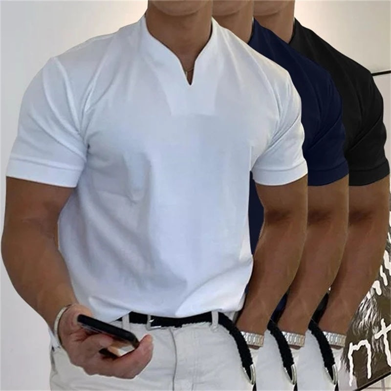 Men's Short Sleeve Fitness T-shirt Business Casual Athletic Tee