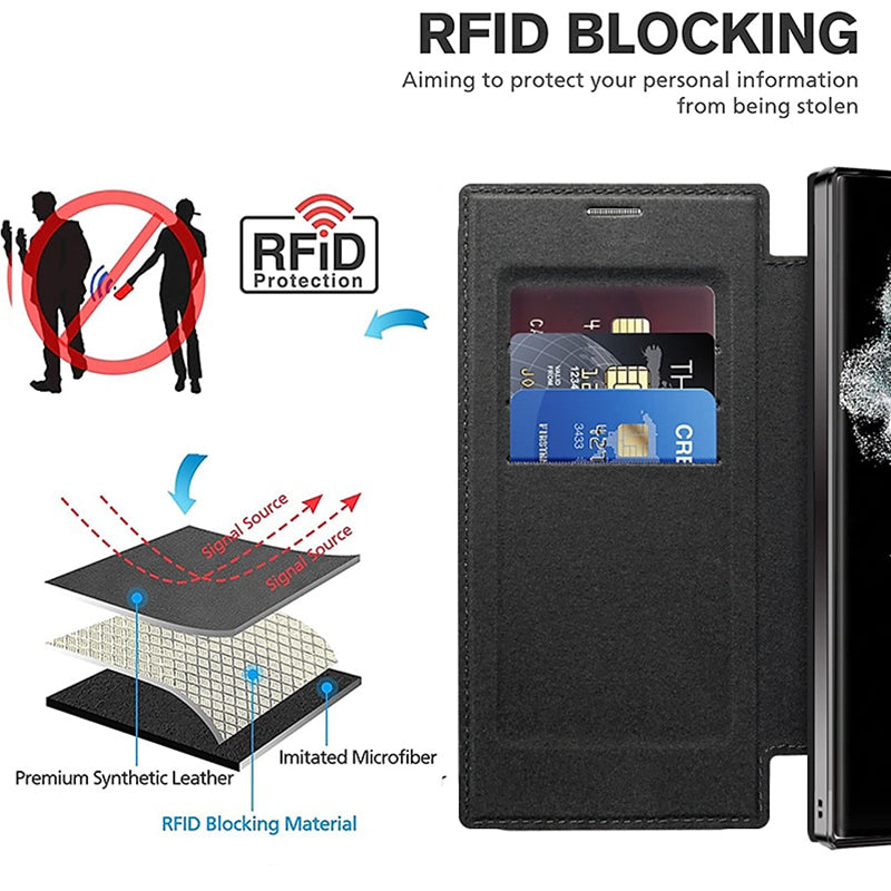Leather Flip Phone Case For Samsung With Textured Design