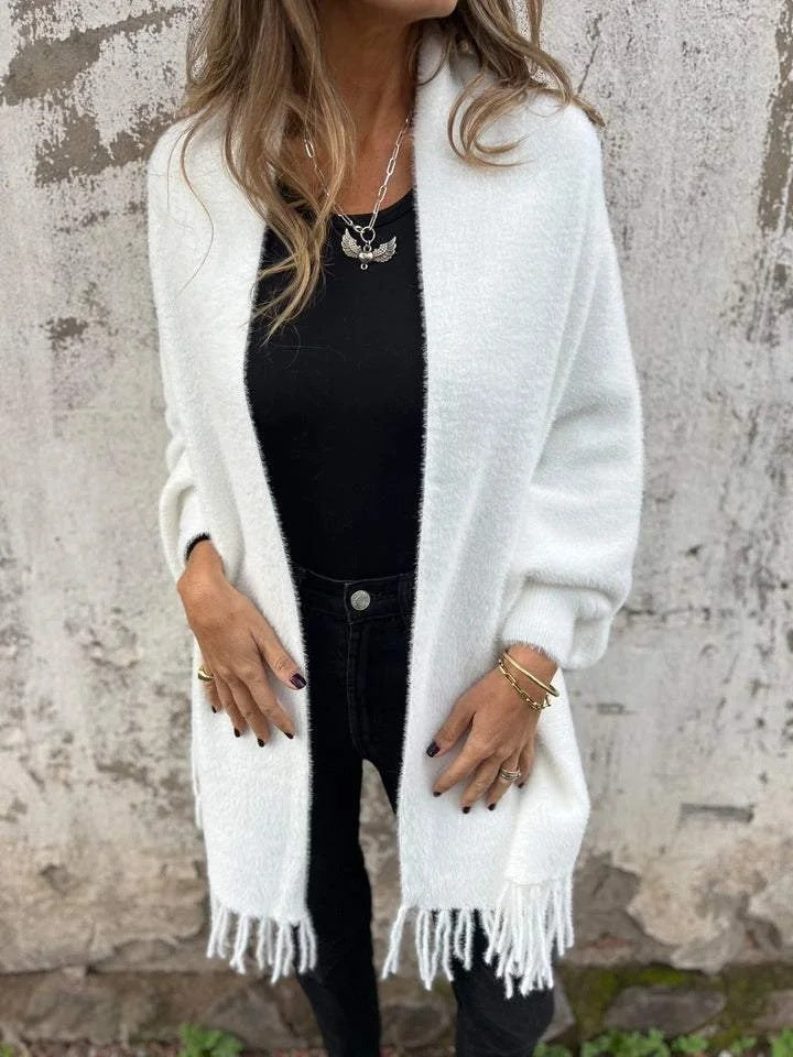 Women's Knitted Shawl Long Sleeve Casual Tassel Coat Wrap