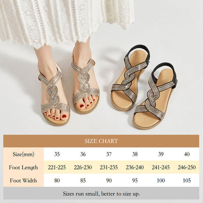 Anti-skid Soft Sole Rhinestone Wedge Heel Sandals For Women