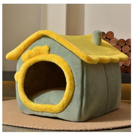Foldable Dog House Warm Removable Nest Enclosed Pet Bed Sofa